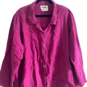 Flax magenta linen jacket shirt 2xl.  Great condition- original buttons.